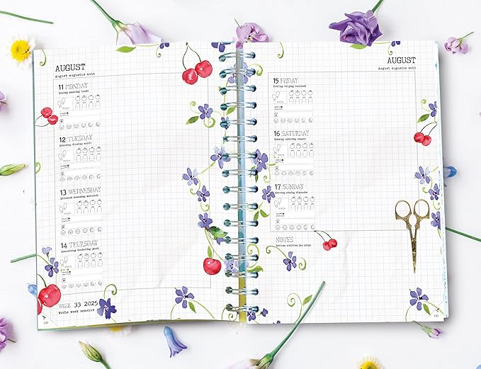 Daphne's Diary Daily Planner Journal 2025 | Everyday Agenda with Creative Designs, Fold-Out Montly Overviews, Shopping Lists | Decorative Weekly Planner Scrapbook full of art paper and art supplies
