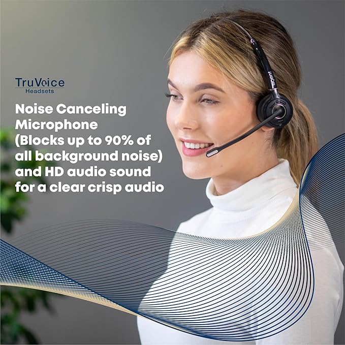 TruVoice Agent AW70 DECT 3-in1 Wireless NC Headset with EHS for Remote Answer - Compatible with Cisco IP Phones : 8851 8861 8865 8961 9951 9971 DX650 DX70 and Computer + Cell Phones