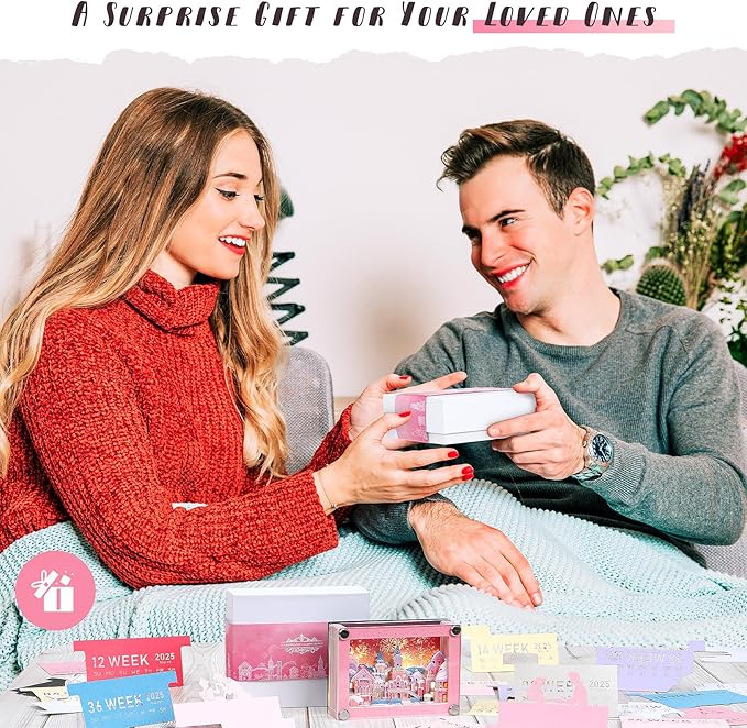 Allnice 3D Desk Calendar 2025 Memo Pad with LED Light, Time Piece Calendar 2025 3D Castle Weekly Calendar Notepad DIY Paper Carving Art Craft Gift for Christmas New Year Desktop Decoration