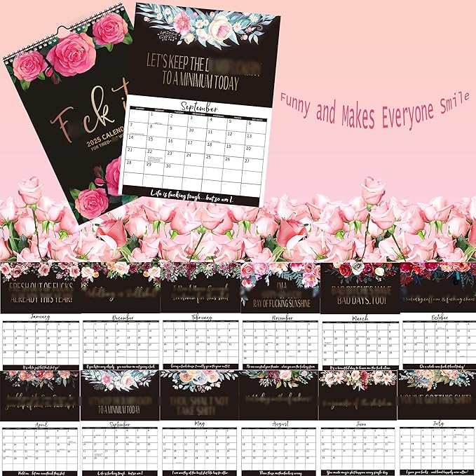 2025 Calendar for Tired-Ass Women | Tired - Ass Women Calendar | Fuck It Calendar, Hang with Ease, Funny Home Office Wall Calendar - White Elephant Gag Gift for Women(RED)