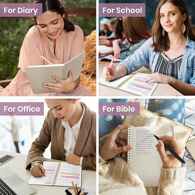 Lined Spiral Journal Notebook for Women, A5 College Ruled Journals for Writing, Hardcover Notebooks for Work, Note taking and Office School Supplies,140 Pages - Purple