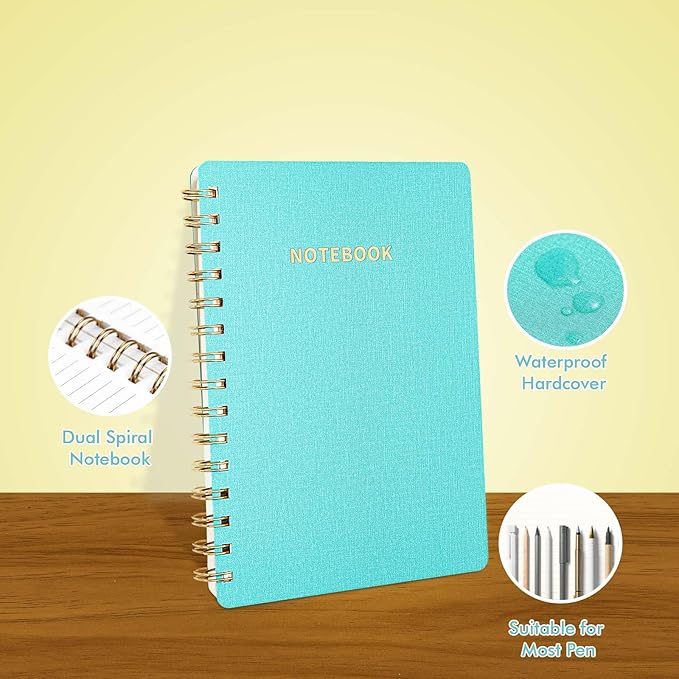 Lined Spiral Notebook College Ruled A5 Journal Book for Note Taking, 160 Pages Writing Journal for Office and Home School Supplies 5.75x8.125 inch (Pink/MintGreen/Violet)