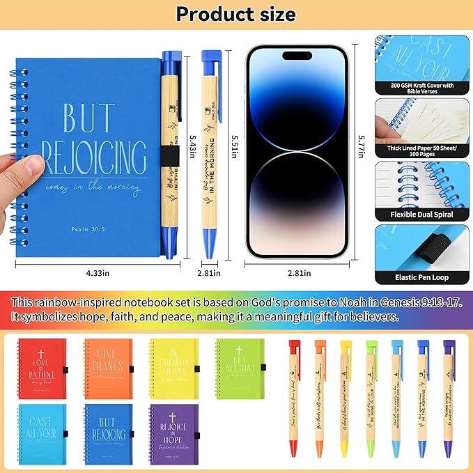 INSADA 28 Sets of Multicolored Christian Prayer Journals in Bulk small notepad 5.43” x 4.33” Spiral Notebooks with Matching Pens - Easter Gifts for Women kids,Church Members & Bible Study Groups