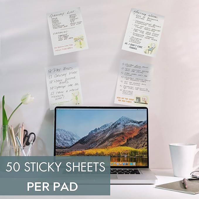 ZICOTO Super Funny Notepads - Hilarious Office Gift for Your Women Coworkers - Set of 4 Office Supplies Memo Pads w/ 4 Assorted Designs, 50 Sheets Each, 4.25" x 5.5"