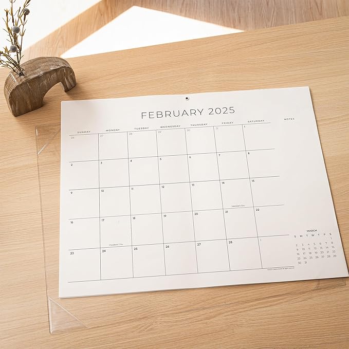 Cabbrix Simplified Desk Calendar 2025-2026 with Desktop Mat, Large Desk Pad Calendar 21" x 16-1/2" Runs from Jan 2025 to Jun 2026, Monthly Desktop Calendar for Home School and Office (Transparent)
