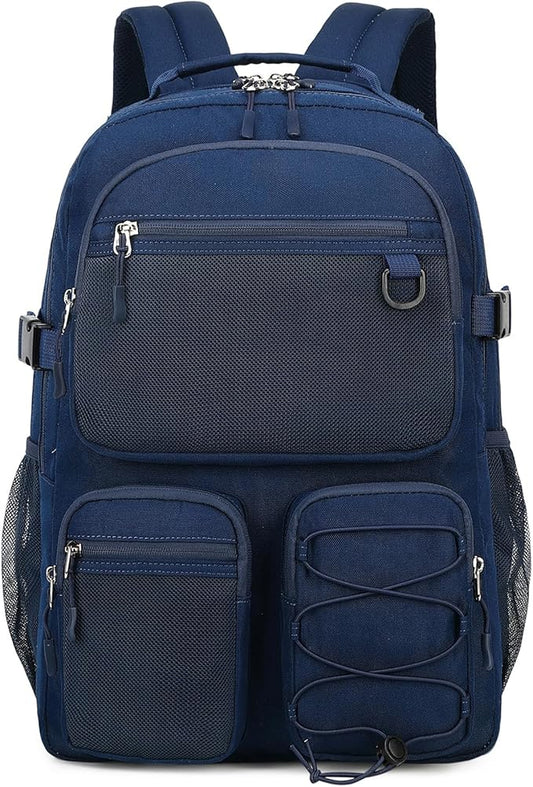 Lohol Water Resistant Daypack with Mulitiple Pockets for School Travel Outdoor College, 15.6 inch Laptop Backpack for Men and Women (Navy Blue