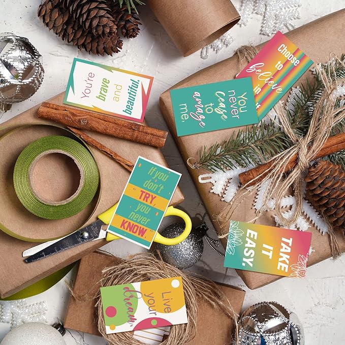 Jinei 300 Inspirational Affirmation Cards Positive Motivational Cards Small Mini Encouragement Quotes for Women Mother's Day Church(Line Flower)