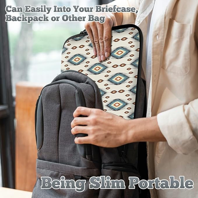 Laptop Sleeve Case Bag 13 inch, Geometric Ethnic Oriental Slim Carrying Case Durable Handbag Travel Laptop Bag for 13 inch MacBook Air M3/M2/Pro M2/ 13" iPad Pro/Air M4/M2 2024