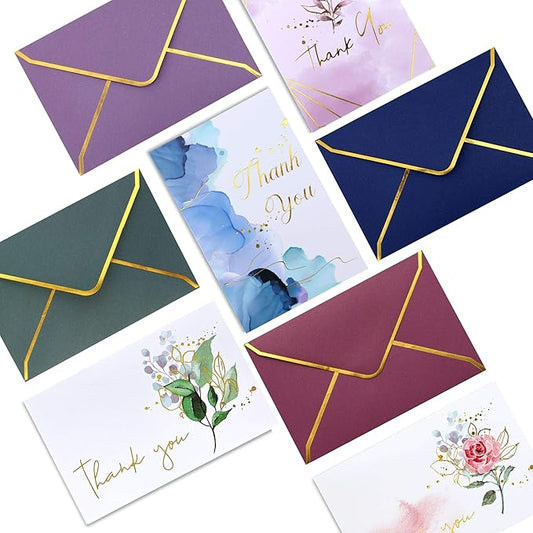 Heavy Duty Thank You Cards with Envelopes - 36 PK - Gold Thank You Notes 4x6 Inches Baby Shower Thank You Cards Wedding Thank You Cards Small Business Graduation Funeral Bridal Shower (Assortment)