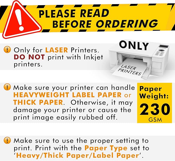 Koala Printable Clear Sticker Paper - ONLY for LASER Printer - 8.5x11 Inch 20 Sheets Full Sheet 100% Transparent Label Paper for DIY Personalized Decals, Labels