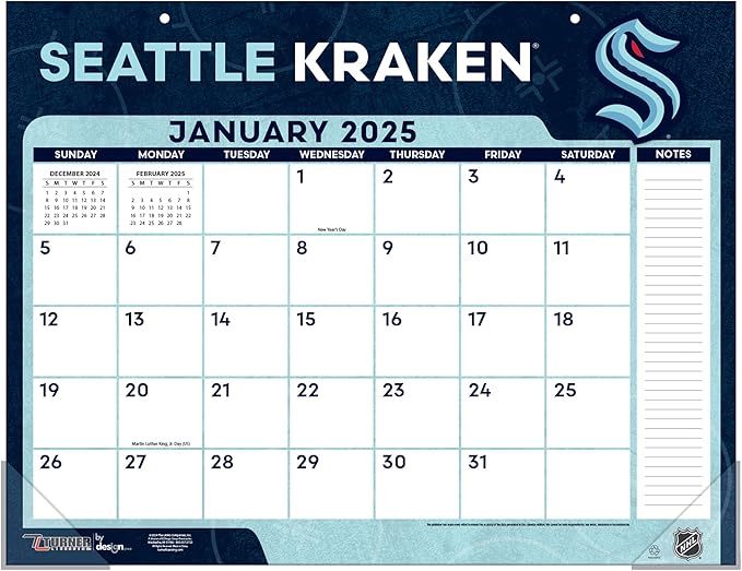 Turner Sports Seattle Kraken 2025 22x17 Desk Calendar (25998061587)