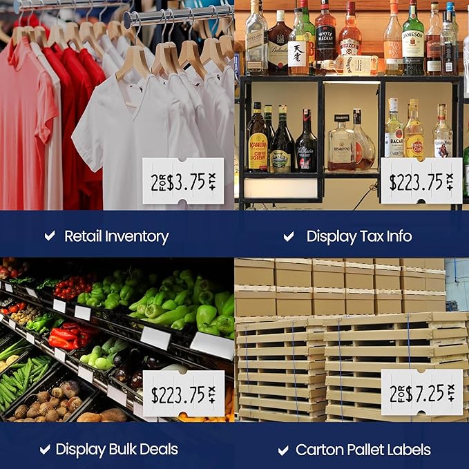 Perco 1 Line White Labels - 32 Rolls, 4 Sleeves, 32,000 Blank Price and Date Gun Labels for Perco 1 Line Price and Date Guns - Made in USA