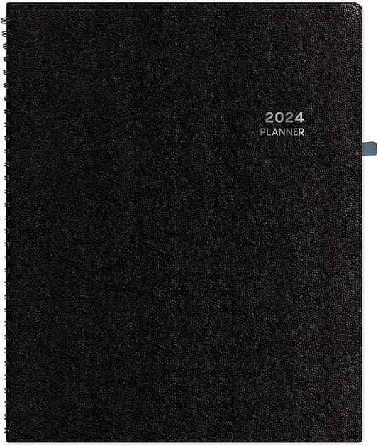 Blue Sky Aligned 2024 Weekly and Monthly Vertical Appointment Planner, 8.25" x 11", Heavyweight Cover, Semi Concealed Wirebound, Black (143590-24)
