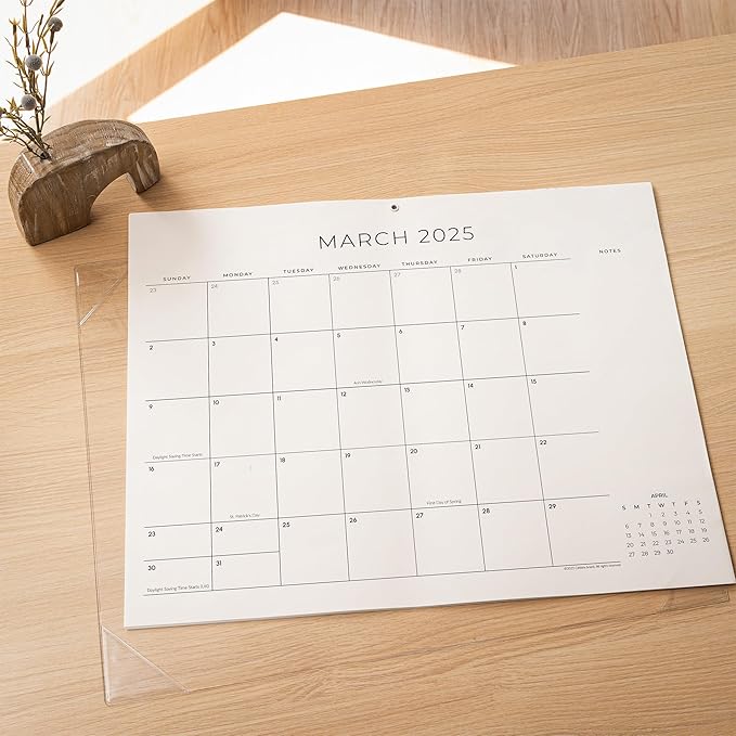 Cabbrix Simplified Desk Calendar 2025 with Desktop Mat, from Now to December 2025 Desk Pad Calendar Large 21 x 16-1/2 inch, Monthly Table Calendar for Home School and Office