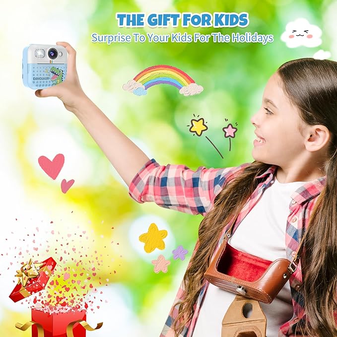 Kids Camera,Toddler Camera Instant Print Toys,1080P Children Printable Camera, Selfie Camera Christmas Birthday Gifts for Girls Boys Age 3-10 with 3 Roller Photo Paper