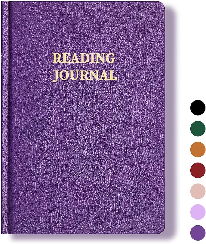 Reading Journal Book Lovers Gifts Book Journal Hardcover Leather For Readers Review and Track Your Reading with 65 Book Reviews, 5.8”x8.3”,DarkPurple