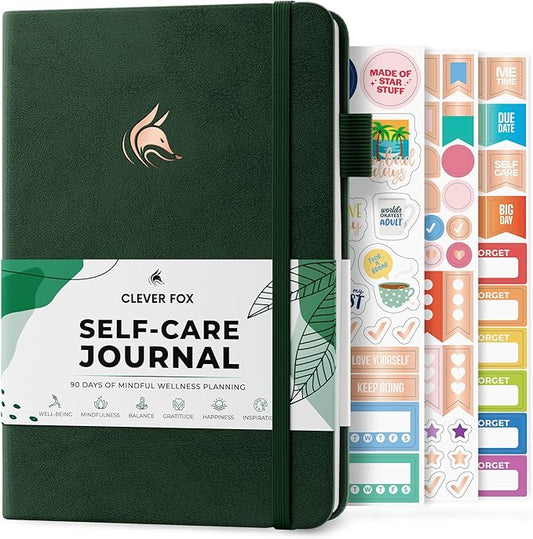 Clever Fox Self-Care Journal – Wellness & Daily Reflection Notebook – Mental Health & Personal Development Journal – Self-Care, Meditation & Mood Journal for Women & Men – A5 Size (Forest Green)