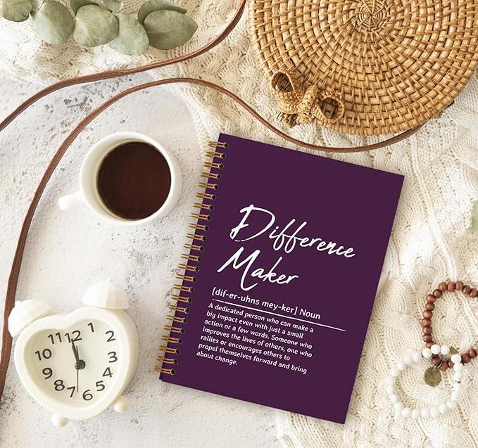 OXW Difference Maker Appreciation Gift, Meeting Notebook for Work, Thank You Gifts for Leader Mentor Manager Boss, Office Supplies Social Worker Notebook, Purple Hardcover Spiral Notebook 5.5 x 8.3