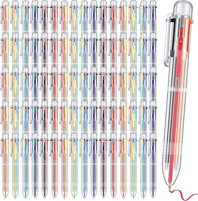 50 Pcs 6 in 1 Multicolor Ballpoint Pen Bulk 0.5 mm 6 Color Retractable Ballpoint Pen Colorful Ink Pen Party Favors Rainbow Pen Gel Ink Nurse Pens for Office School Students (50)