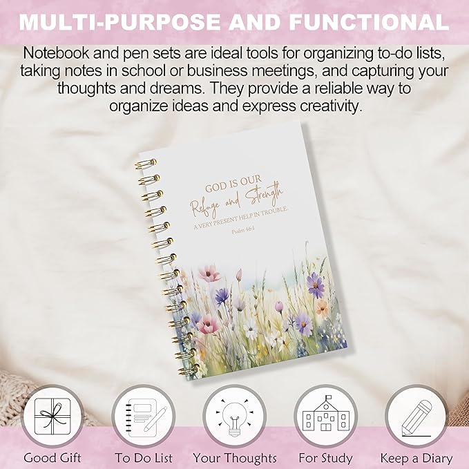 Bible Floral Notebook - Prayer Journal, Christian Gifts Journal, Bible Verse Notebook, Daily Prayer Journal, Bible Notebooks for Note Taking, Christian Gifts, 5.5x8.3 Inches