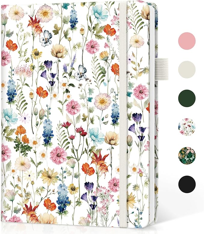 Bullet Dotted Journal Notebook for Women & Men, Hardcover Leather Journal for Writing, A5 Bullet Journaling Notebook for Work & Sketching, Perfect for Office School Home Supplies, 160 Pages, Garden