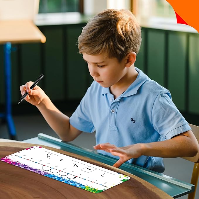 26 PCS Number Line Dry Erase Boards, Writable and Erasable Double Sided Board-0-10 on One Side & 0-20 on Other Side Math White Board for Kids, Students, Classroom and Home (12” x 4”, Colorful Stars)