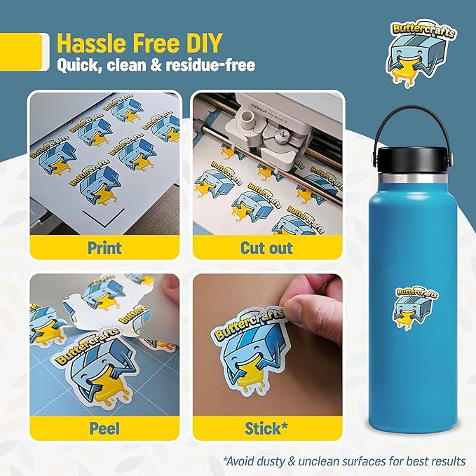 Printable Vinyl - Sticker Paper for Inkjet Printer for Epson (25 Sheets, 8.5" x 11", Anti Jam) - Glossy Printable Sticker Paper - Inkjet Printable Waterproof Sticker Paper - Make Labels and Decal