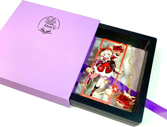 Genshin Impact Klee Metal Bookmark - Anime Figure Merch with 3D Display Box - Birthday Gifts for Fans Friends Gamer Book Lovers - Zllada