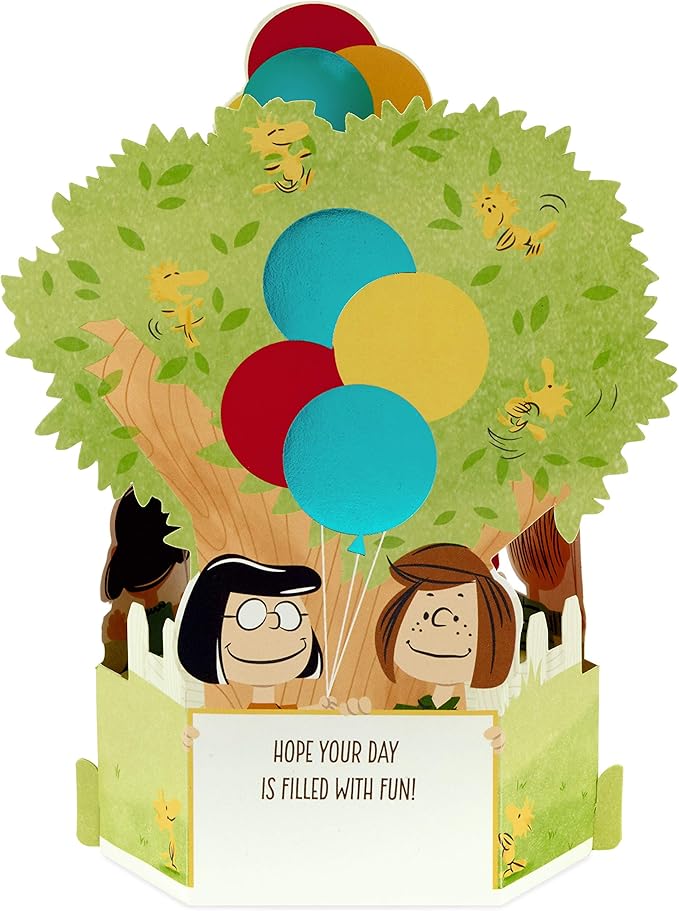 Hallmark Paper Wonder Peanuts Pop Up Birthday Card (Snoopy, Charlie Brown, Day Filled with Fun)