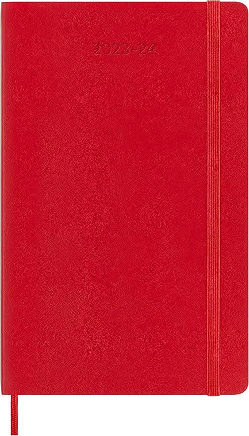 Moleskine 2023-2024 Weekly Planner, 18M, Large, Scarlet Red, Soft Cover (5 x 8.25)