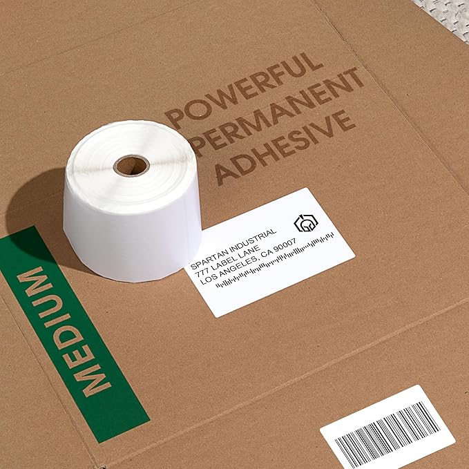 Spartan Industrial - 4" X 2" Direct Thermal Shipping, Postage, Mail Labels Compatible with Rollo, Zebra, and Other Desktop Label Printers (10 Rolls, 700/Roll)