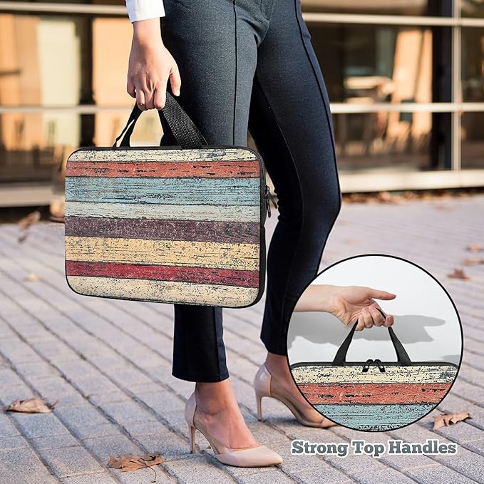 Laptop Sleeve Case Bag 13 inch, Retro Wood Slim Carrying Case Durable Handbag Travel Laptop Bag for 13 inch MacBook Air M3/M2/Pro M2/ 13" iPad Pro/Air M4/M2 2024