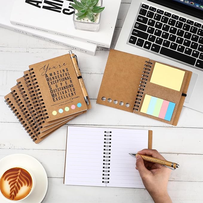 Jetec 12 Sets Bulk Employee Appreciation Gifts Bulk Inspirational Spiral Notebook with Note Ballpoint Pen Thank You Gifts for Volunteer Social Worker Nurse Staff Coworker Students (Amazing)
