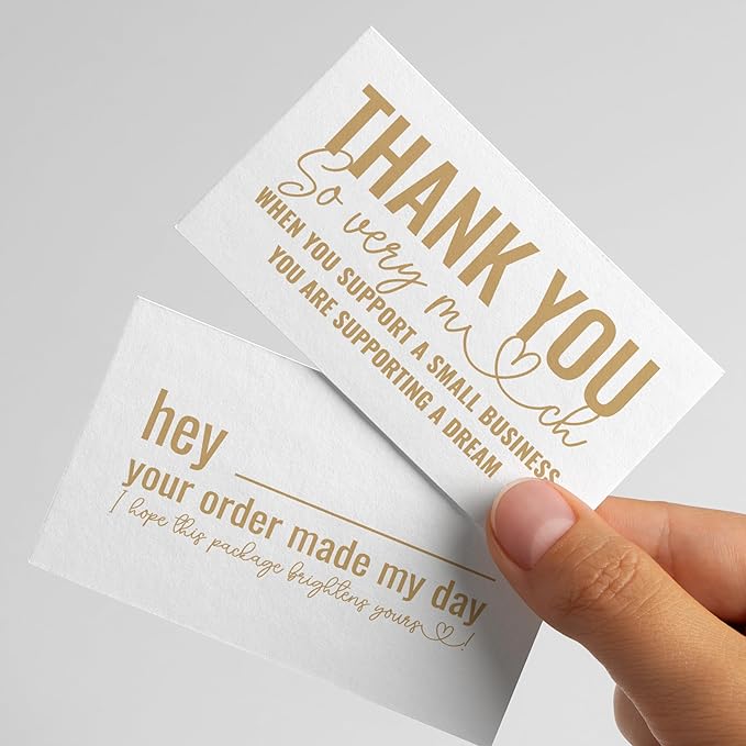 ITZAMNA Thank you for supporting small business cards Customer appreciation note cards Pink Script with Heart Pack of 100 WHITE