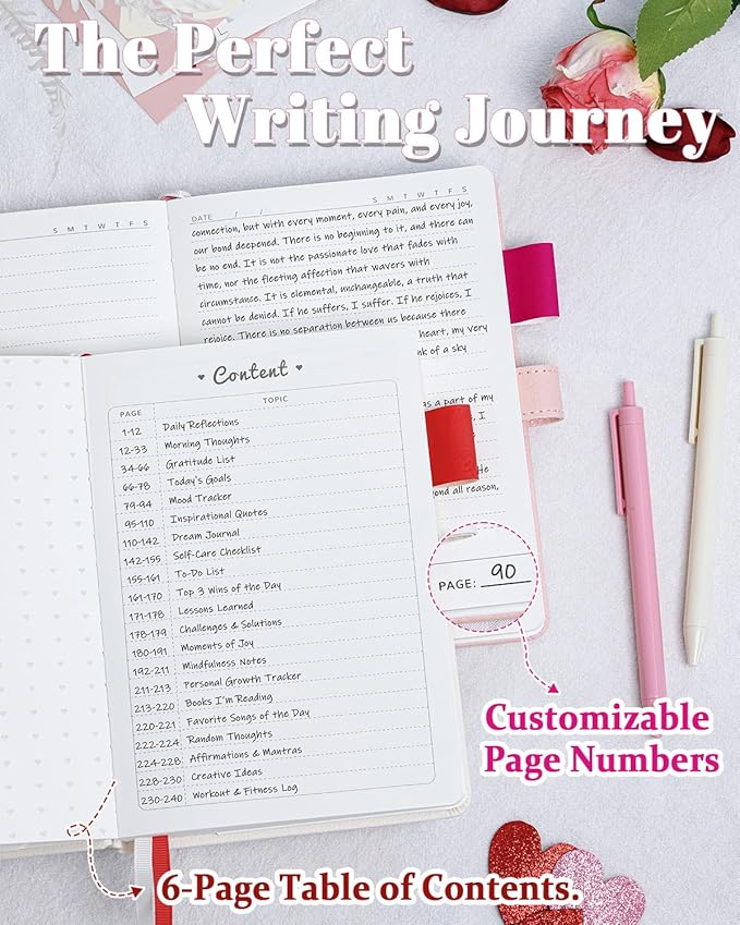 Journal for Women and Girls with Heart Buckle, 240 Pages Girls Diary Journal with Pen for Writing, Cute Daily Writing Journals for Women, B6 Pretty Journaling Hardcover Notebooks (White)