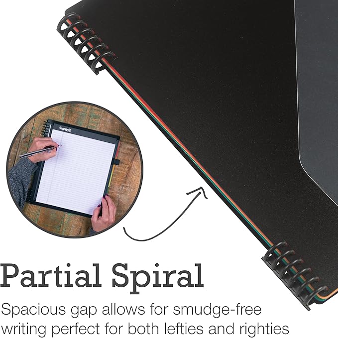 Samsill Left-Handed 10 Pocket Poly Project Organizer with 5 Dividers, File Folders Letter Size, Quick Access Front Pocket, Refillable Notepad, Erasable Write-On Tabs in Assorted Colors