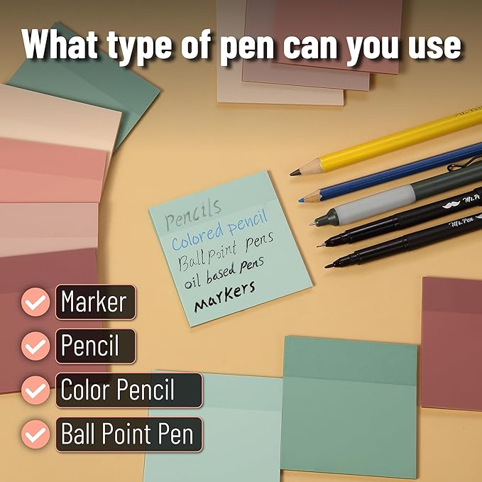 Mr. Pen- Transparent Sticky Notes, 3”x3”, Boho Colors, 12 Pads, 600 Sheets, See Through Sticky Notes, Bulk Sticky Notes Transparent, Translucent Sticky Notes, Clear Transparent Sticky Notes Clear