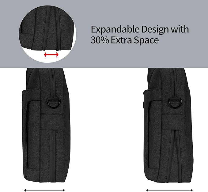 Laptop Shoulder Bag, 13-13.3-14-15-15.4-15.6-16-17.3-18 Inch Laptop/Tablet, Water-Repellent Fabric, Business for Men Women (15-16 inch, Black)