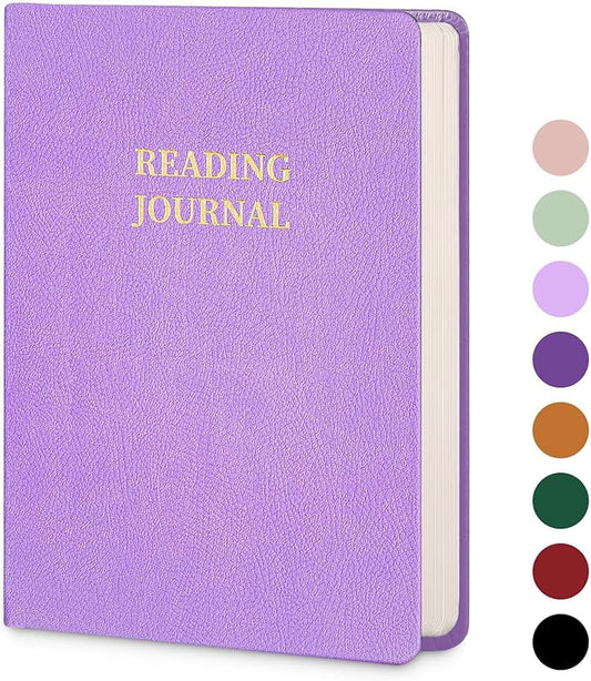 Reading Journal Book Lovers Gifts Book Journal Hardcover Leather For Readers Review and Track Your Reading with 121 Book Reviews, 5.8”x8.3”,Light Purple