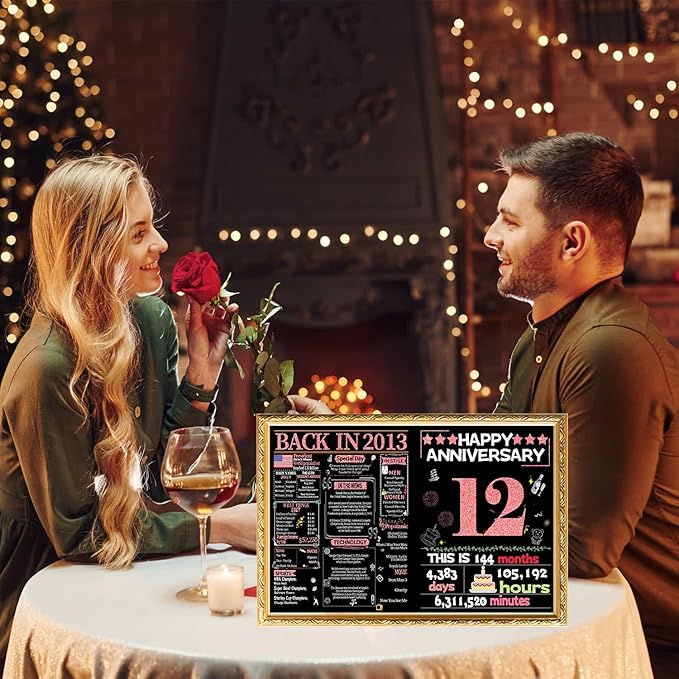 Joycard 12th Anniversary Card for Women, Wedding Card for Wife, Sweet Marriage Decorations Gifts for Couple, Perfect for Her on Anniversary Day, Back in 2013