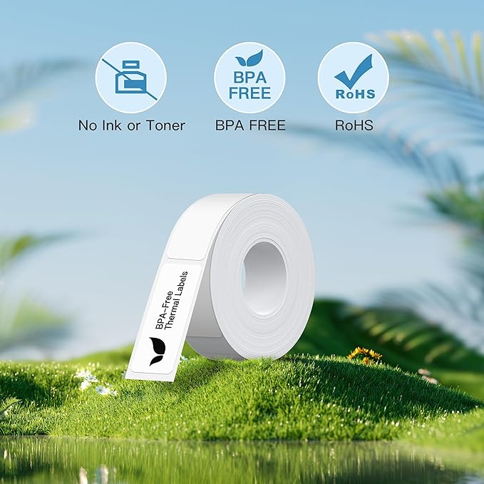 POLONO Genuine P31S Label Maker Tape, Adapted Label Print Paper, 14x40mm(0.55"x1.57"), Label Maker Tape Refill for Home/Office, Compatible with P31S Label Maker, 540 Labels/3 Roll, White