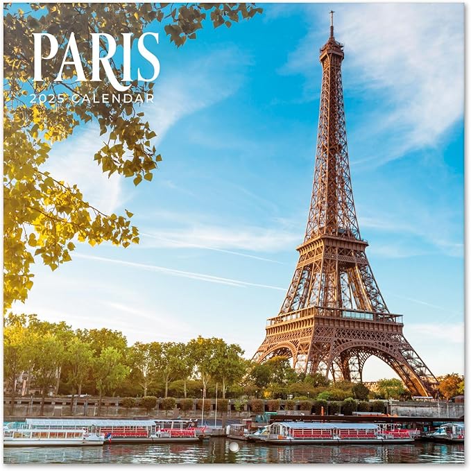 Paris Wall Calendar 2025 12" x 12" FSC® Plastic Free - Starts Week On Sunday | Square Wall Calendar | Family Planner Calendar 2025 | Travel Calendar 2025