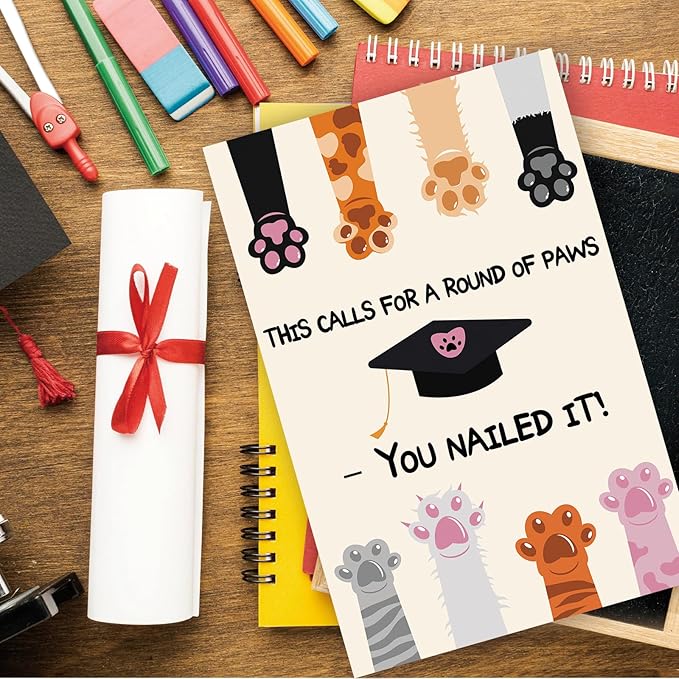 Graduation Congratulations Card – Round of Paws, You Nailed It! Graduation Gift for 2025, Good Luck Card, and Graduation Decorations