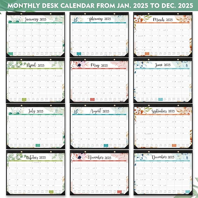 Desk Calendar 2025-2025 Desk Calendar Large 22'' x 17'', from January 2025 to December 2025, 12 Monthly Desk/Wall Calendar, Large Space for Writing with Protect Corner