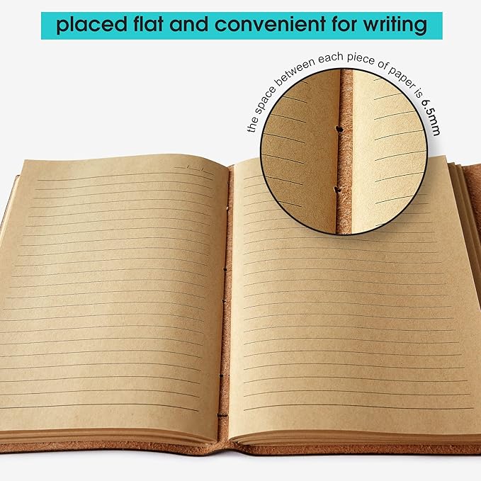 Leather Journal Notebook, A5 Size Diary 6x8.1 Inches, Genuine Leather Journals for Writing, Vintage Style, Ideal for Men and Women, Brown