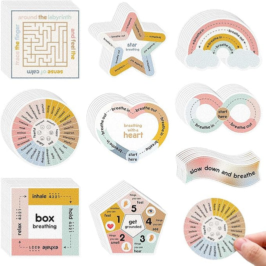 Libima 72 Pieces Anxiety Sensory Stickers Anxiety Textured Stickers Fidget Stickers Mindfulness Sticker School Counselor Supplies Adult Sensory Items Anxiety Relief, 9 Styles(Morandi Color)