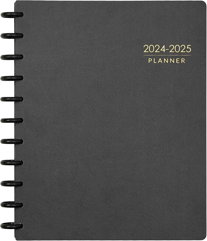 Nekmit Discbound Planner 2025, Work Breakdown Structure 12 Month Planner, 8.5"x11", Jan 2025 - Dec 2025 Daily, Weekly, Monthly Planner, Appointment Budget Book (Black)