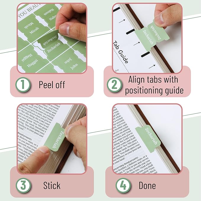 Mr. Pen- Bible Tabs, 75 Tabs, Sage Green, Laminated Bible Tabs for Women and Men, Bible Tabs for Study Bible Index Tabs, Bible Book Tabs, Bible Labels Tabs, Mr Pen Bible Tabs for Women Study Bible