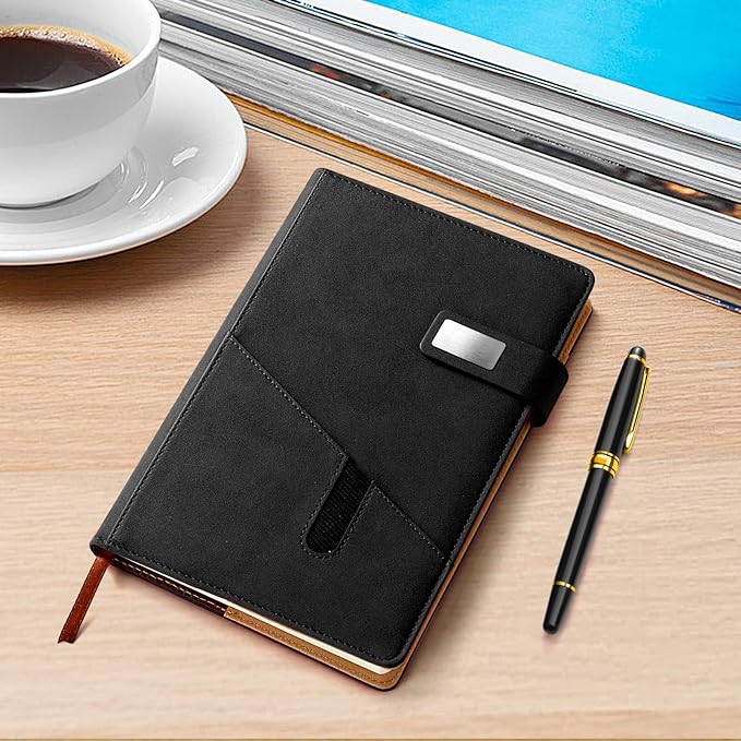 A5 Blank Journal Notebook, Refillable Hardcover Leather Sketchbook with Pocket and Magnetic Buckle, 240 Pages Thick Travel Sketchbooks for Drawing and Writing, 80gsm Unlined Journal for Men and Women