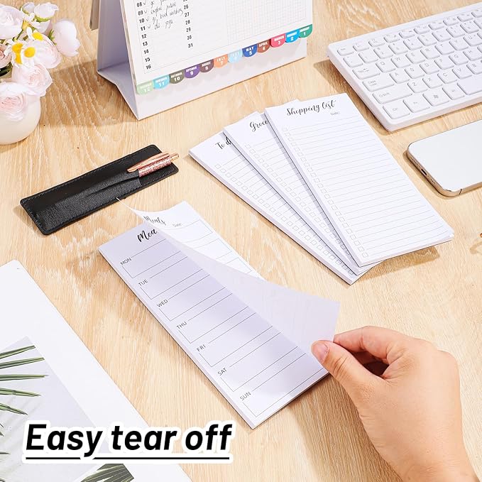 4 Pack Magnetic Note Pad for Fridge with Pen Holder, Totally 200 Sheets Magnetic To Do List, Grocery List, Shopping List, Meals Pads for Refrigerator